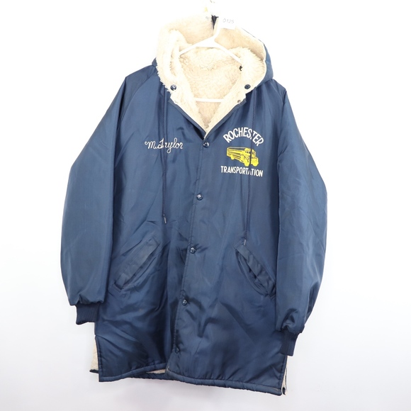 Vintage Other - 70s Mens Medium Shearling Lined Parka Jacket Blue
